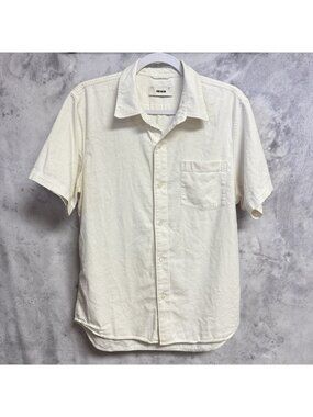 Buck Mason Button Up Shirt Mens Large White Short Sleeve Pocket
